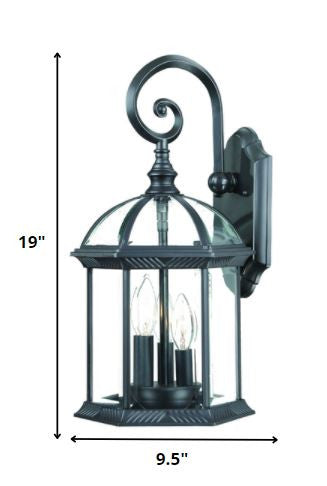 Three Light Matte Black Eastern Lantern Wall Light-Outdoor Lighting-DECOROLALA