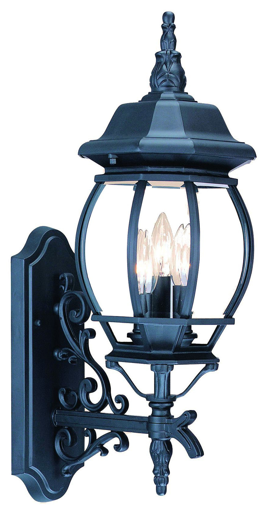 Three Light Matte Black Glass Globe Wall Light-Outdoor Lighting-DECOROLALA