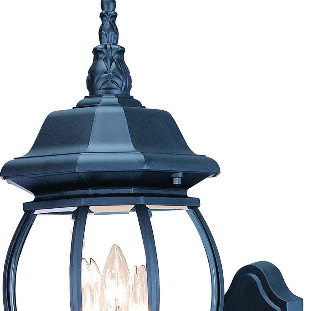 Three Light Matte Black Glass Globe Wall Light-Outdoor Lighting-DECOROLALA