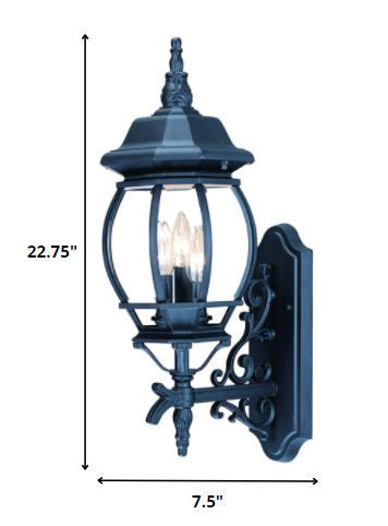 Three Light Matte Black Glass Globe Wall Light-Outdoor Lighting-DECOROLALA