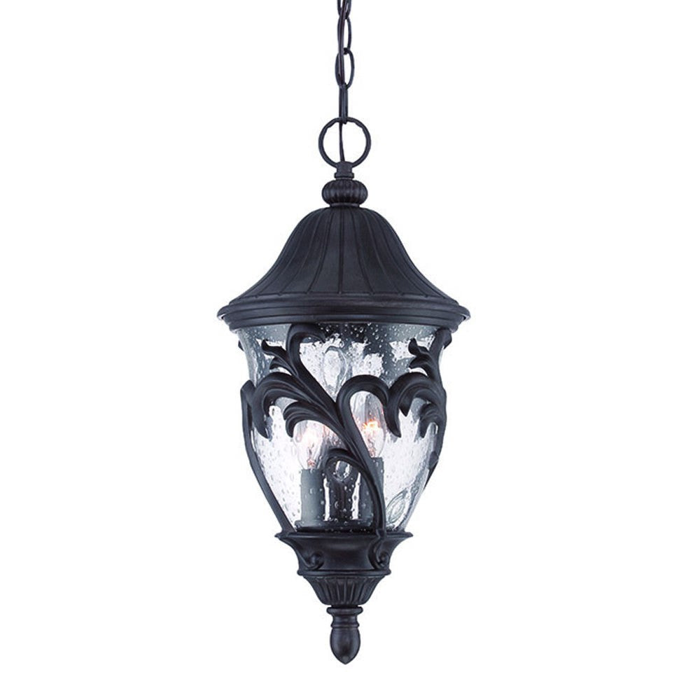 Three Light Matte Black Leaf Detail Hanging Light-Chandeliers-DECOROLALA