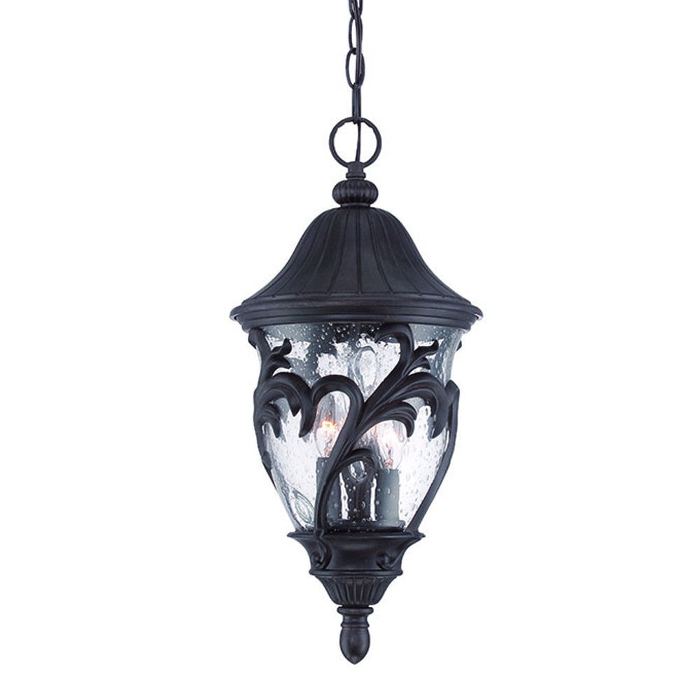 Three Light Matte Black Leaf Detail Hanging Light-Chandeliers-DECOROLALA
