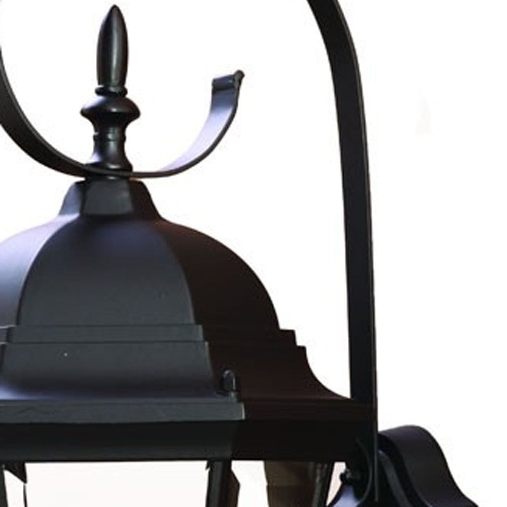 Three Light Matte Black Swing Arm Lantern Wall Light-Outdoor Lighting-DECOROLALA