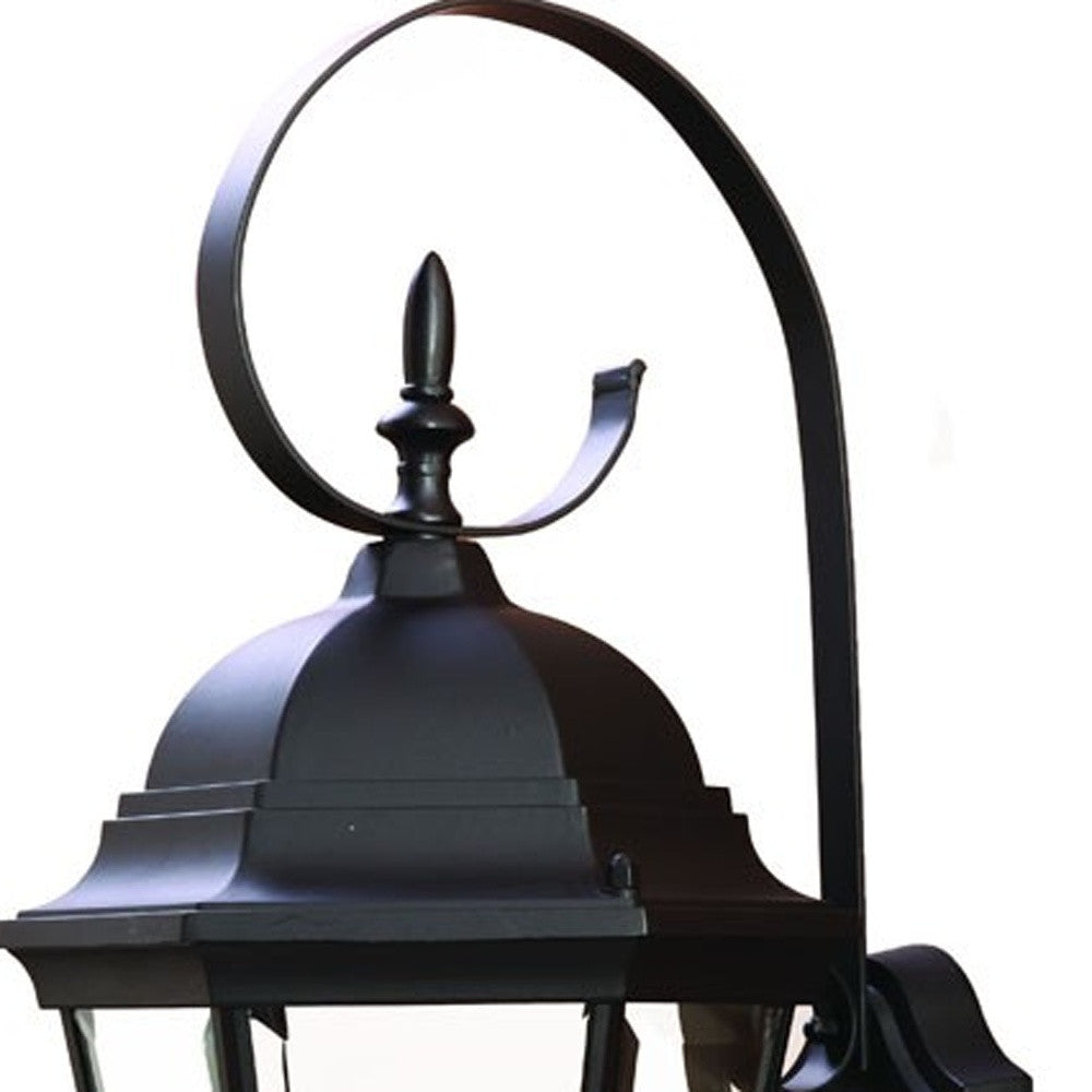 Three Light Matte Black Swing Arm Lantern Wall Light-Outdoor Lighting-DECOROLALA