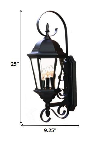 Three Light Matte Black Swing Arm Lantern Wall Light-Outdoor Lighting-DECOROLALA
