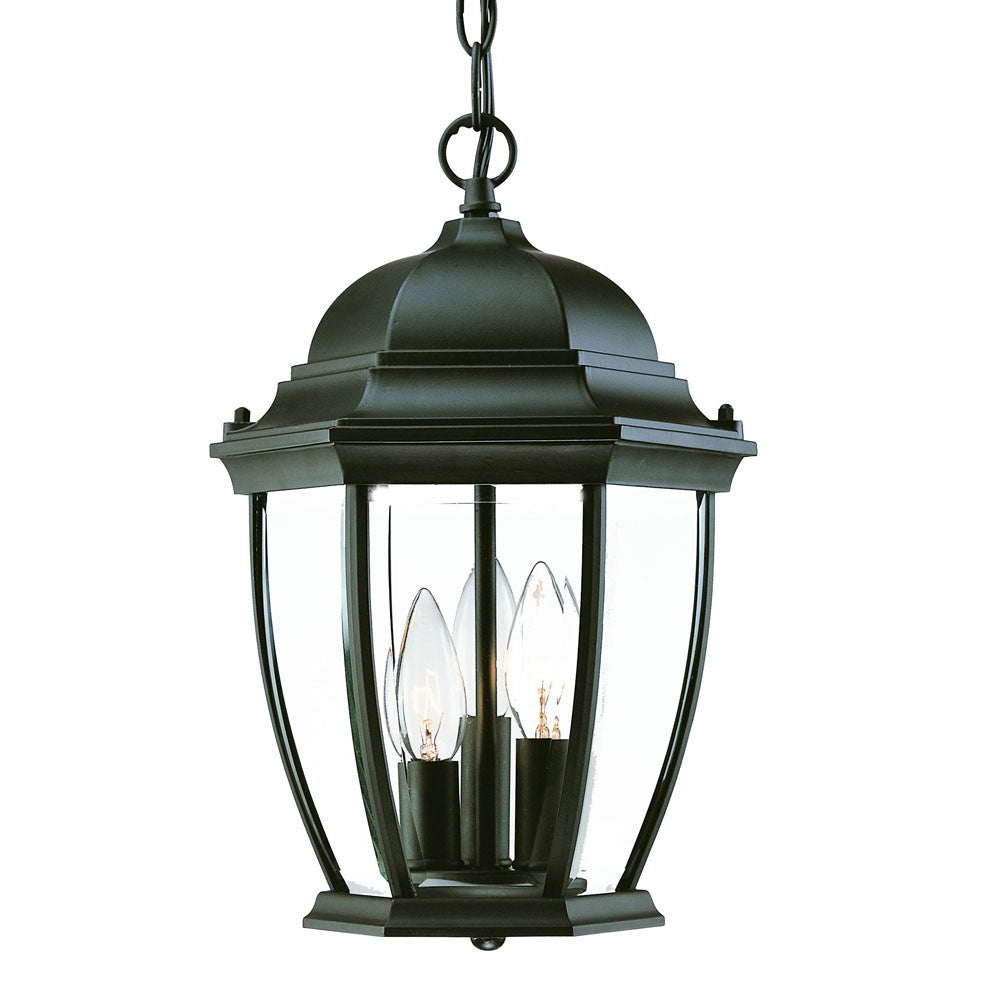 Three Light Matte Black Wide Lantern Hanging Light-Chandeliers-DECOROLALA
