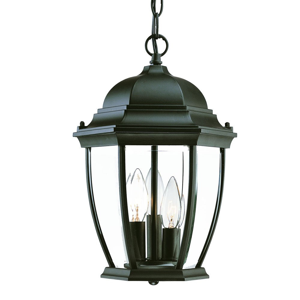 Three Light Matte Black Wide Lantern Hanging Light-Chandeliers-DECOROLALA