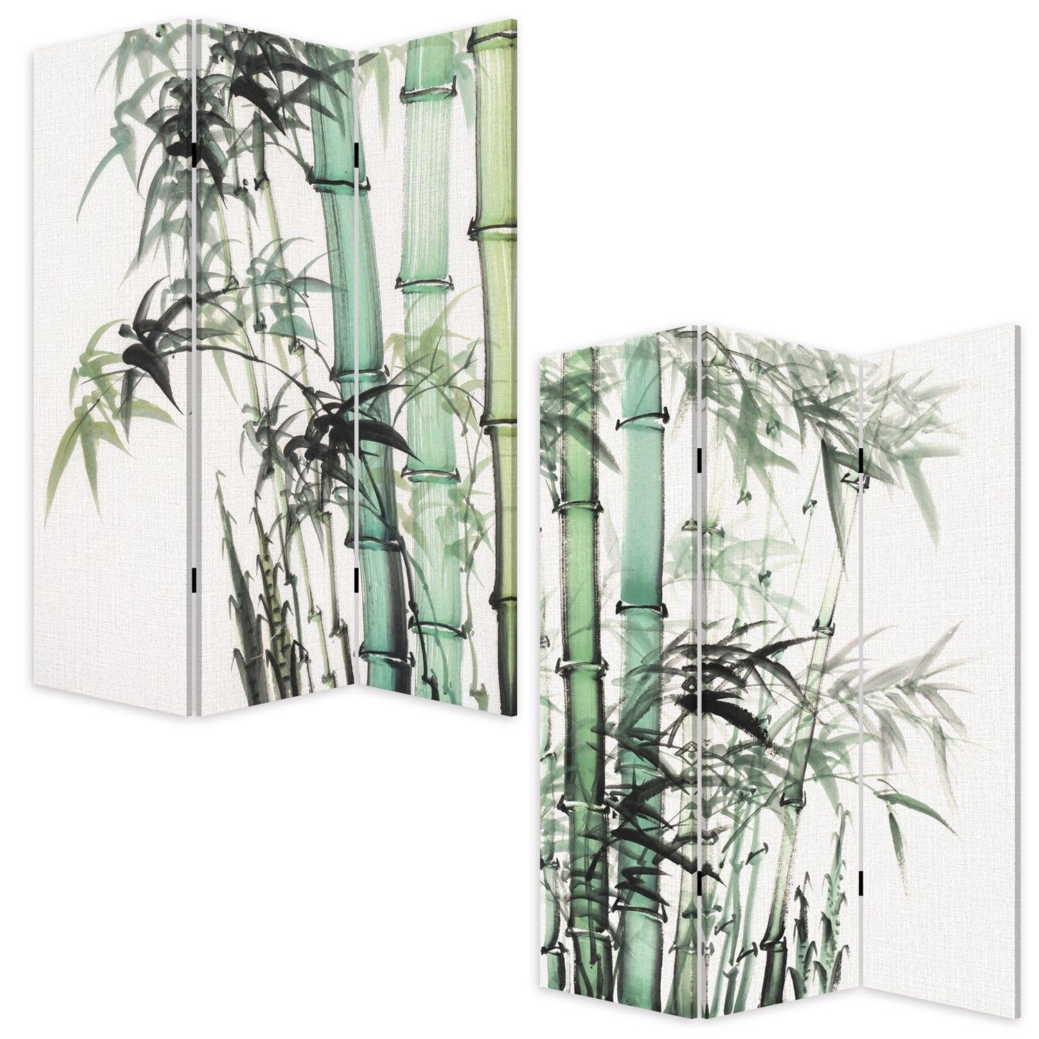 Three Panel Reversible Bamboo Art Room Divider Screen-Room Dividers-DECOROLALA