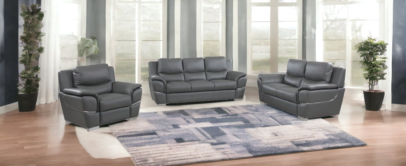 Three Piece Indoor Genuine Leather Six Person Seating Set-Seating Sets-DECOROLALA