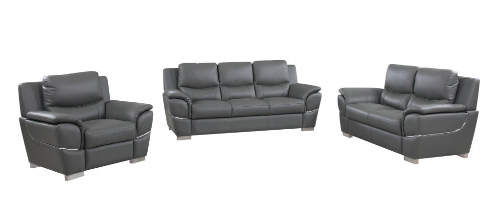 Three Piece Indoor Genuine Leather Six Person Seating Set-Seating Sets-DECOROLALA