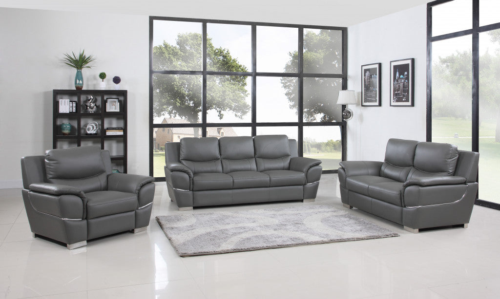 Three Piece Indoor Genuine Leather Six Person Seating Set-Seating Sets-DECOROLALA