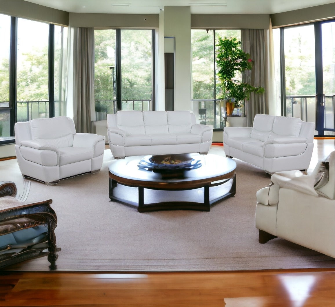 Three Piece Indoor Genuine Leather Six Person Seating Set-Seating Sets-DECOROLALA