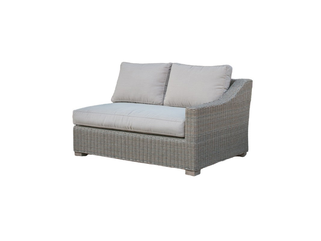 Three Piece Outdoor Gray Rattan Sectional Seating Group with Beige Cushions-Outdoor Furniture - Conversation Sets-DECOROLALA