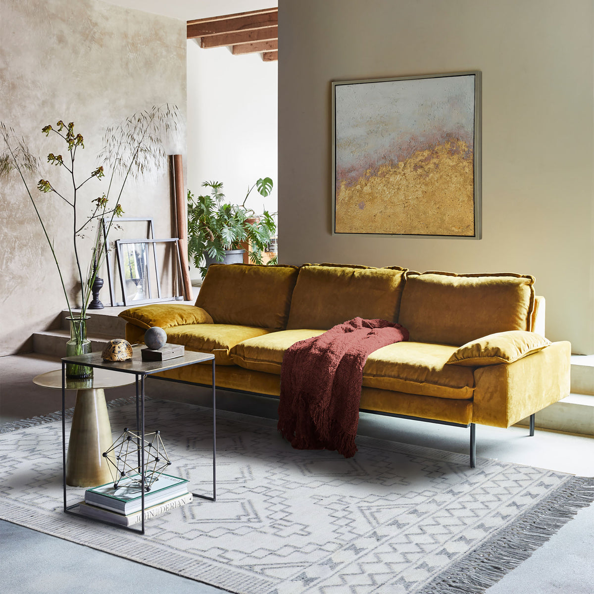 Threefold Indoor Aluminum Table, Antique Brass-Tables-DECOROLALA