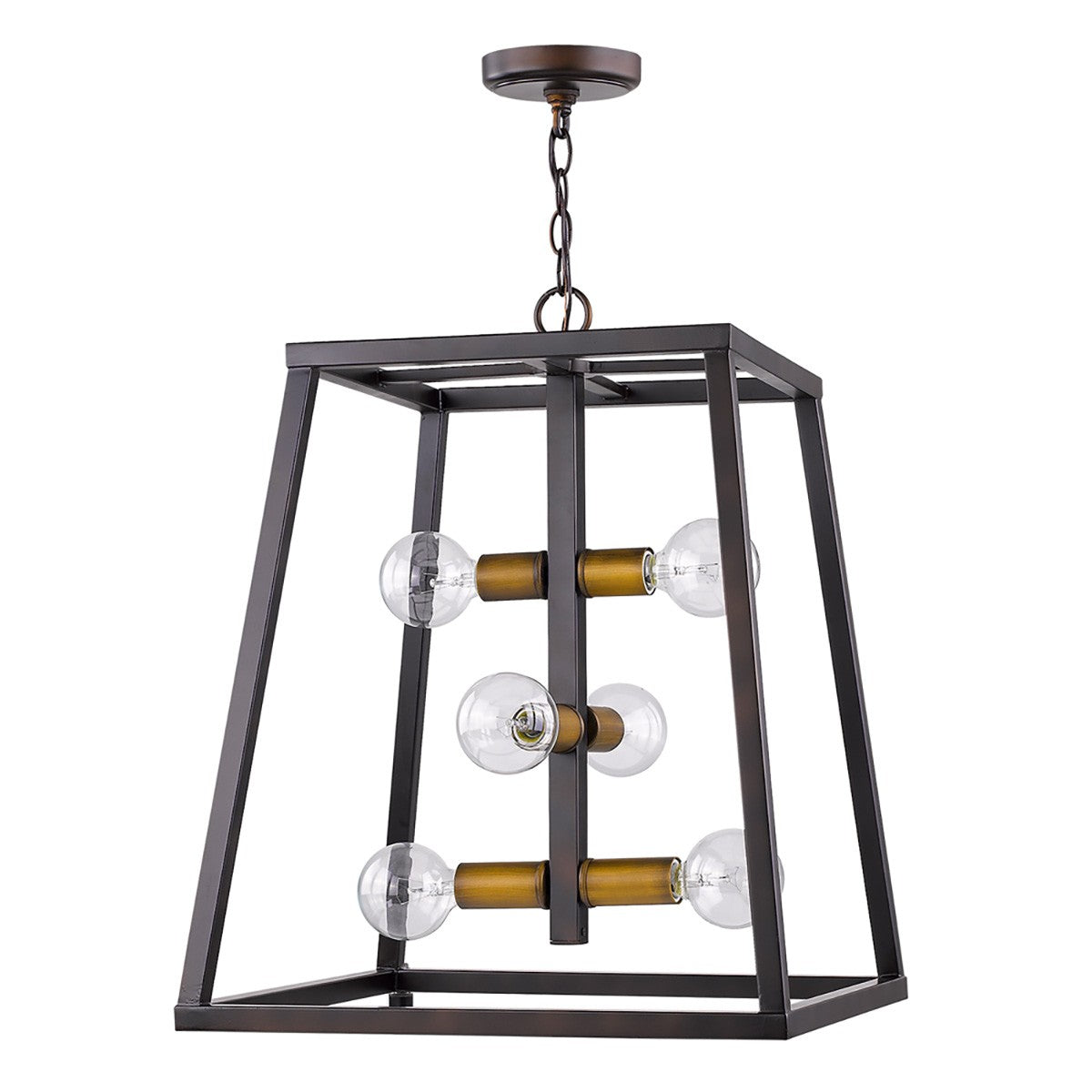 Tiberton 6-Light Oil-Rubbed Bronze Foyer Pendant With Antique Brass Sockets-Pendants-Hanging Lights-DECOROLALA