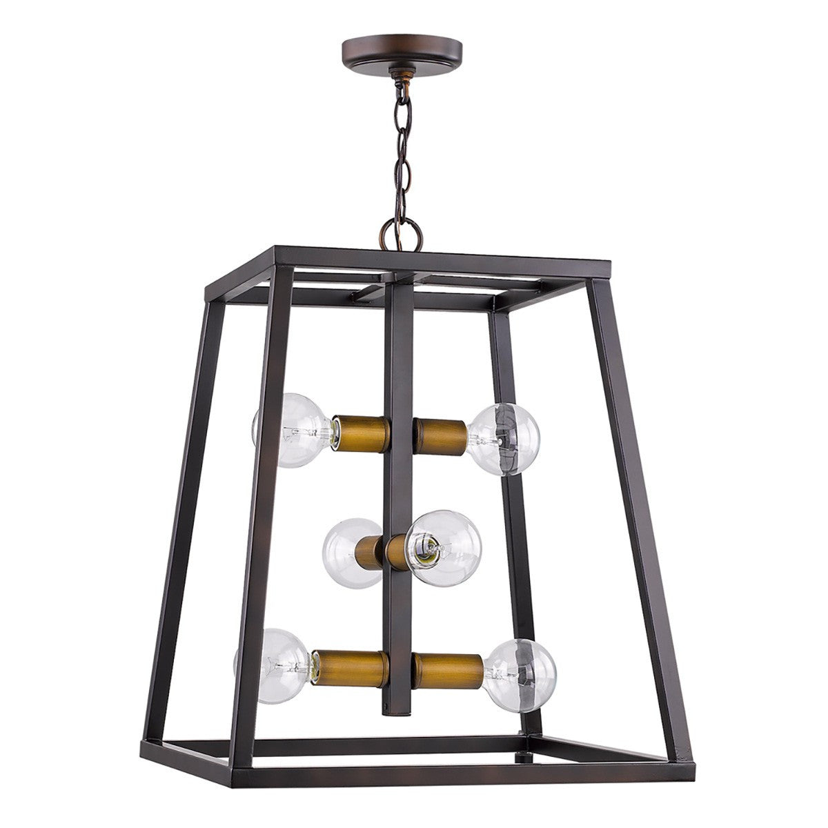 Tiberton 6-Light Oil-Rubbed Bronze Foyer Pendant With Antique Brass Sockets-Pendants-Hanging Lights-DECOROLALA