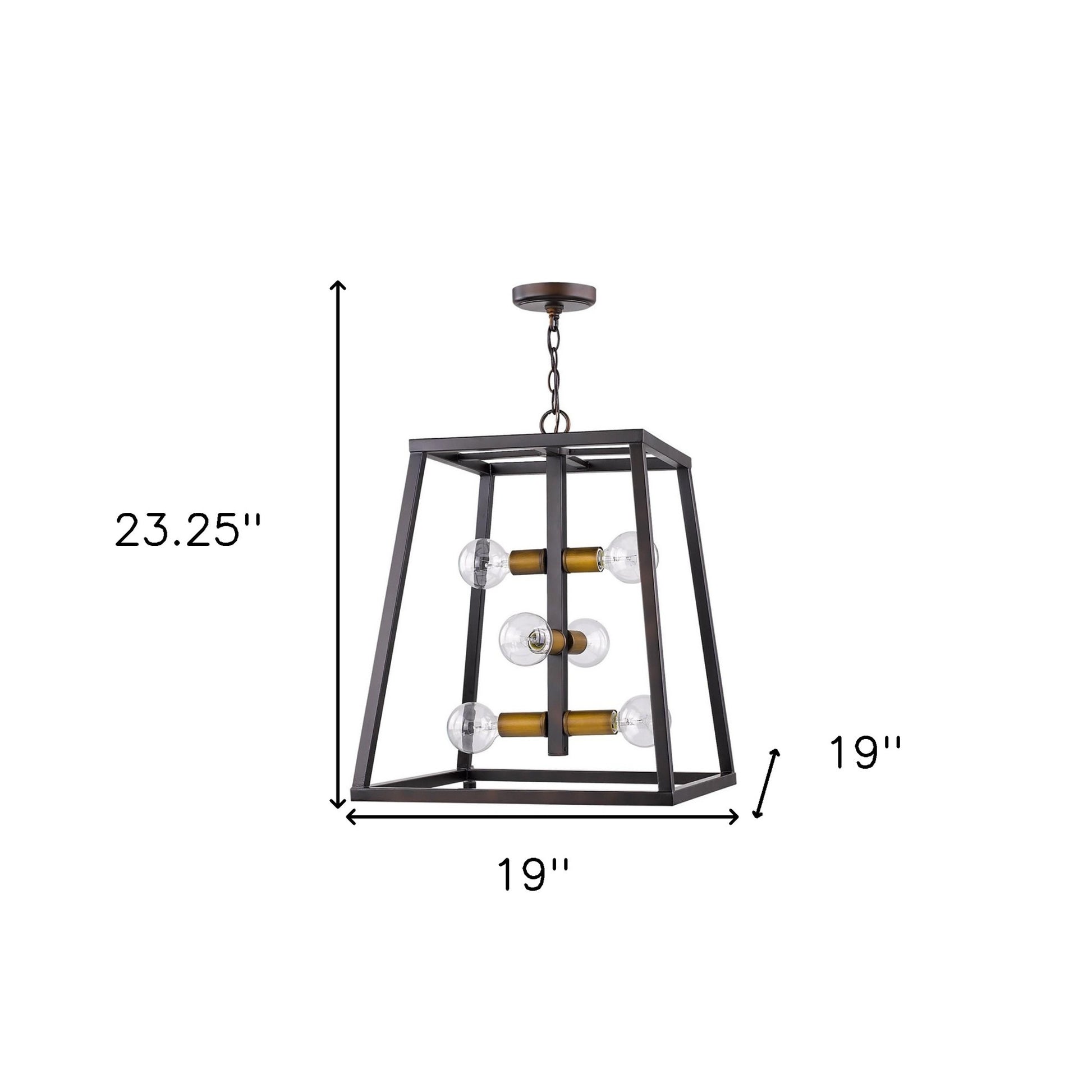 Tiberton 6-Light Oil-Rubbed Bronze Foyer Pendant With Antique Brass Sockets-Pendants-Hanging Lights-DECOROLALA