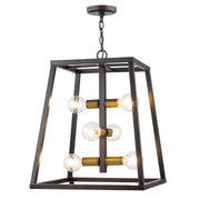 Tiberton 6-Light Oil-Rubbed Bronze Foyer Pendant With Antique Brass Sockets-Pendants-Hanging Lights-DECOROLALA