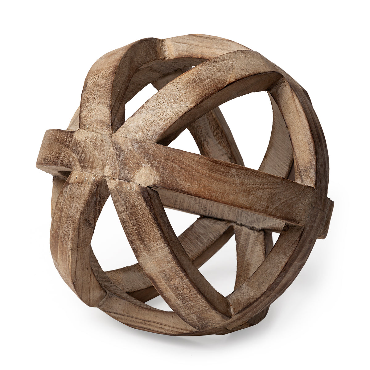 Tibik Natural Wooden Orb Decorative Ball - 8" x 8"-Objects-DECOROLALA