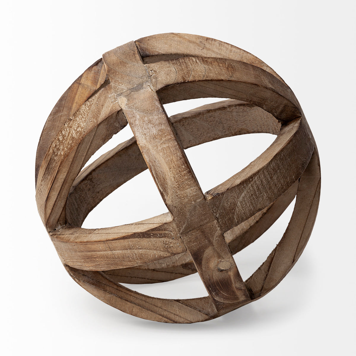 Tibik Natural Wooden Orb Decorative Ball - 8" x 8"-Objects-DECOROLALA