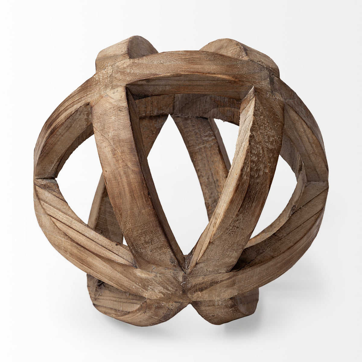 Tibik Natural Wooden Orb Decorative Ball - 8" x 8"-Objects-DECOROLALA