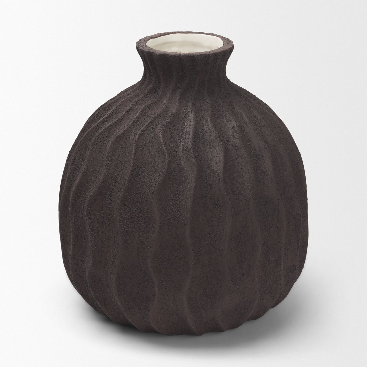 Tidal Medium Ceramic Rippled Decorative Vase-Vase-DECOROLALA