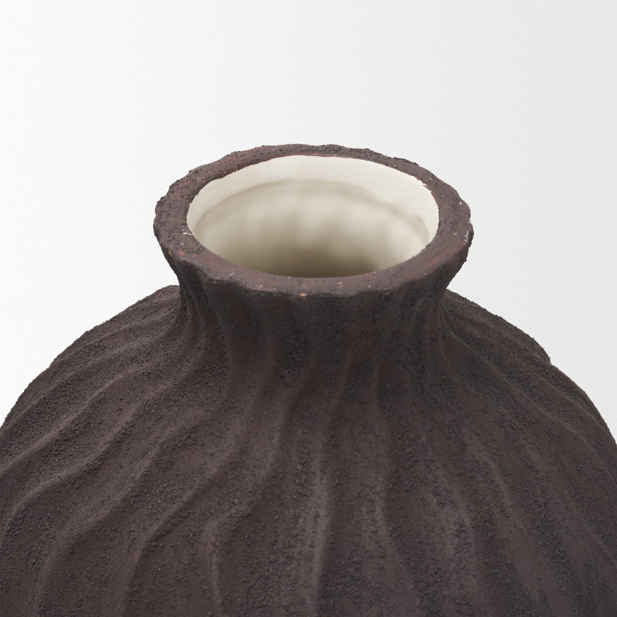 Tidal Medium Ceramic Rippled Decorative Vase-Vase-DECOROLALA