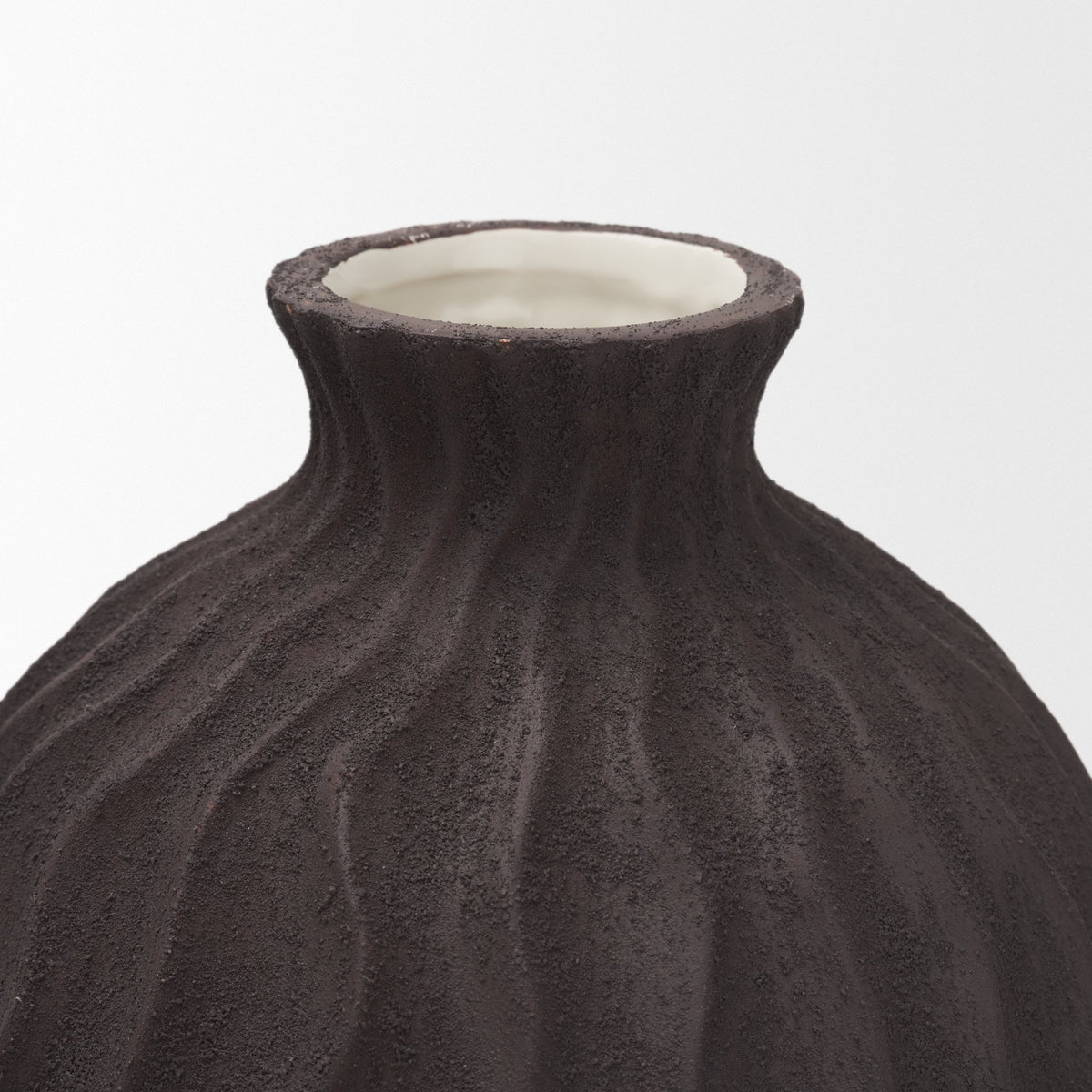 Tidal Medium Ceramic Rippled Decorative Vase-Vase-DECOROLALA