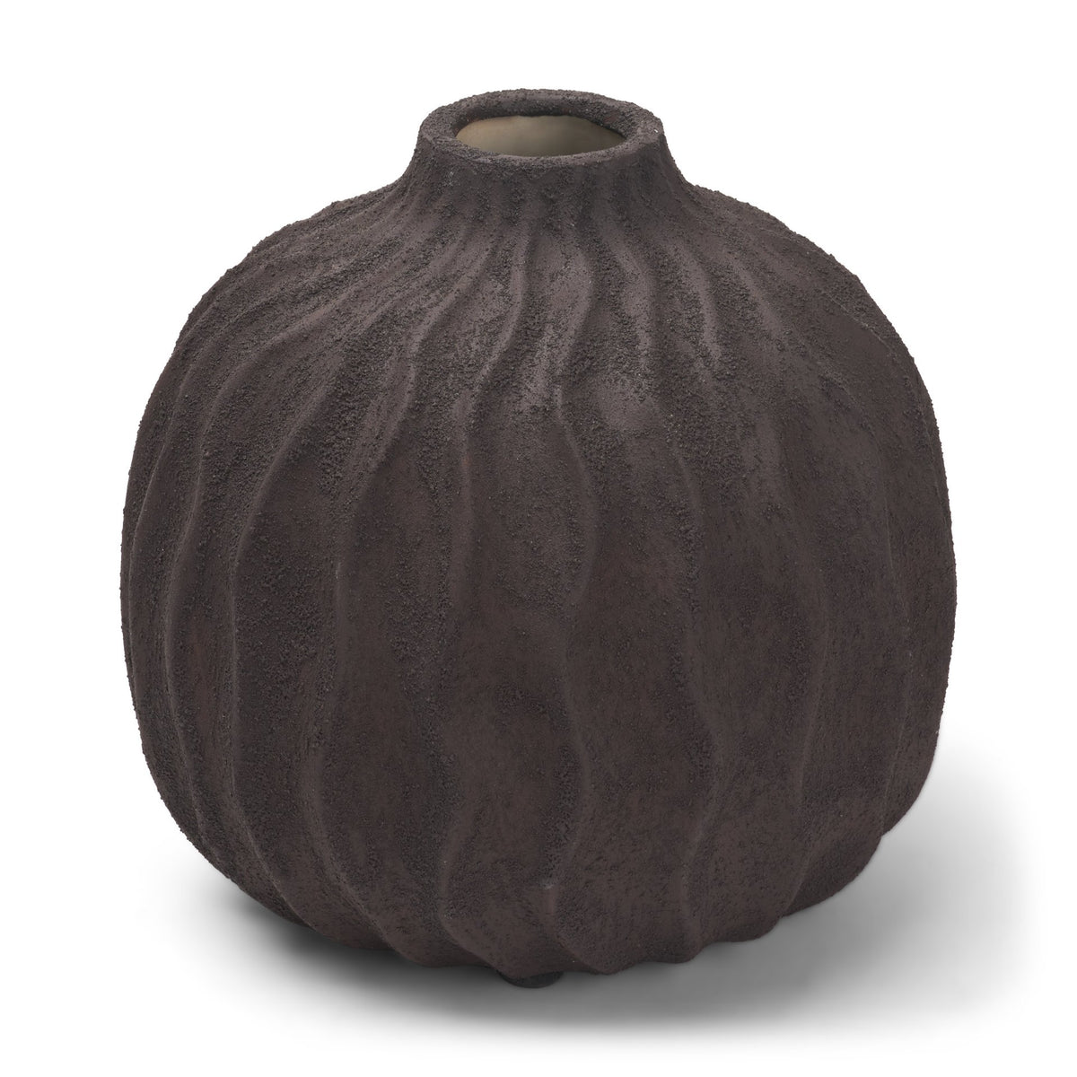 Tidal Short Ceramic Rippled Decorative Vase-Vase-DECOROLALA