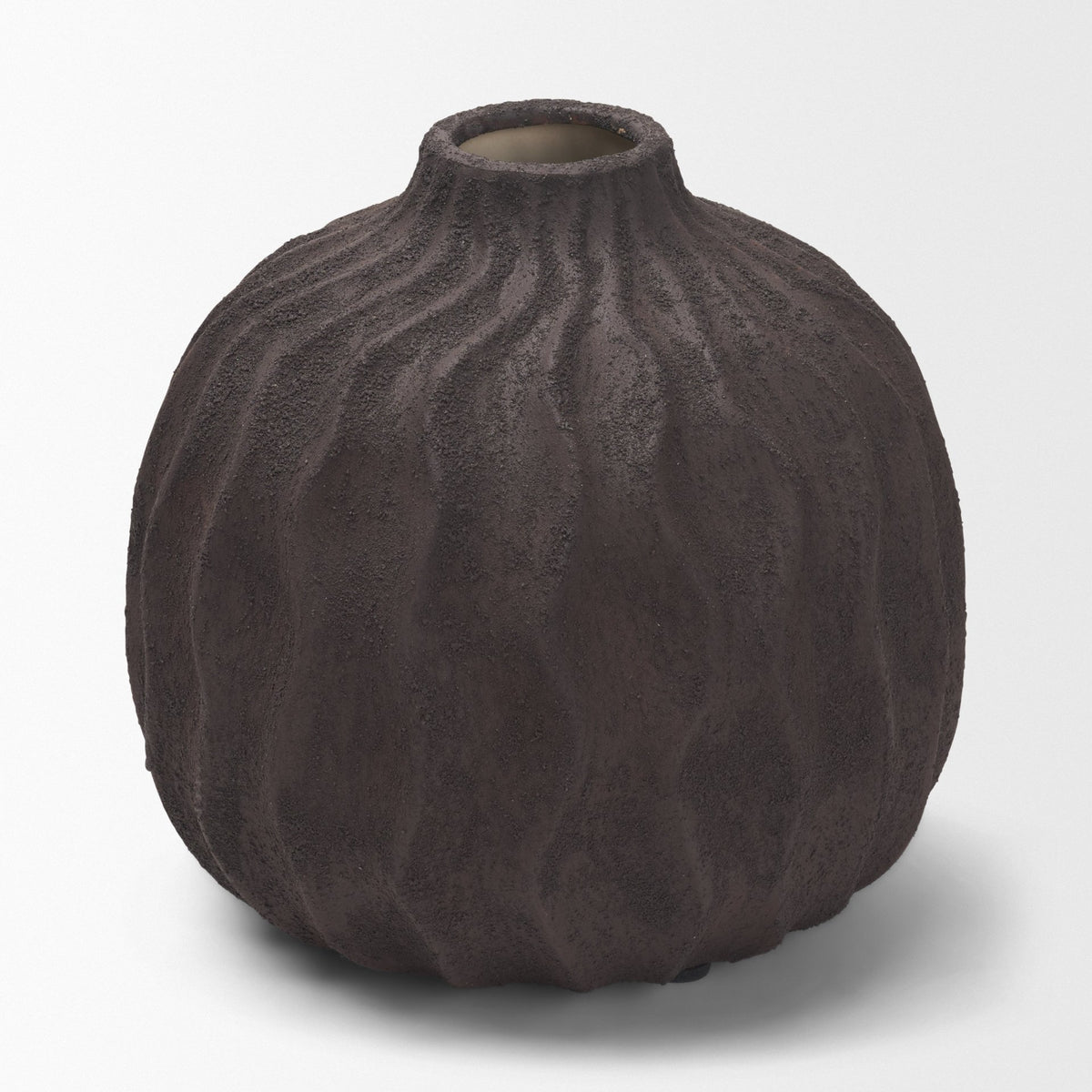 Tidal Short Ceramic Rippled Decorative Vase-Vase-DECOROLALA