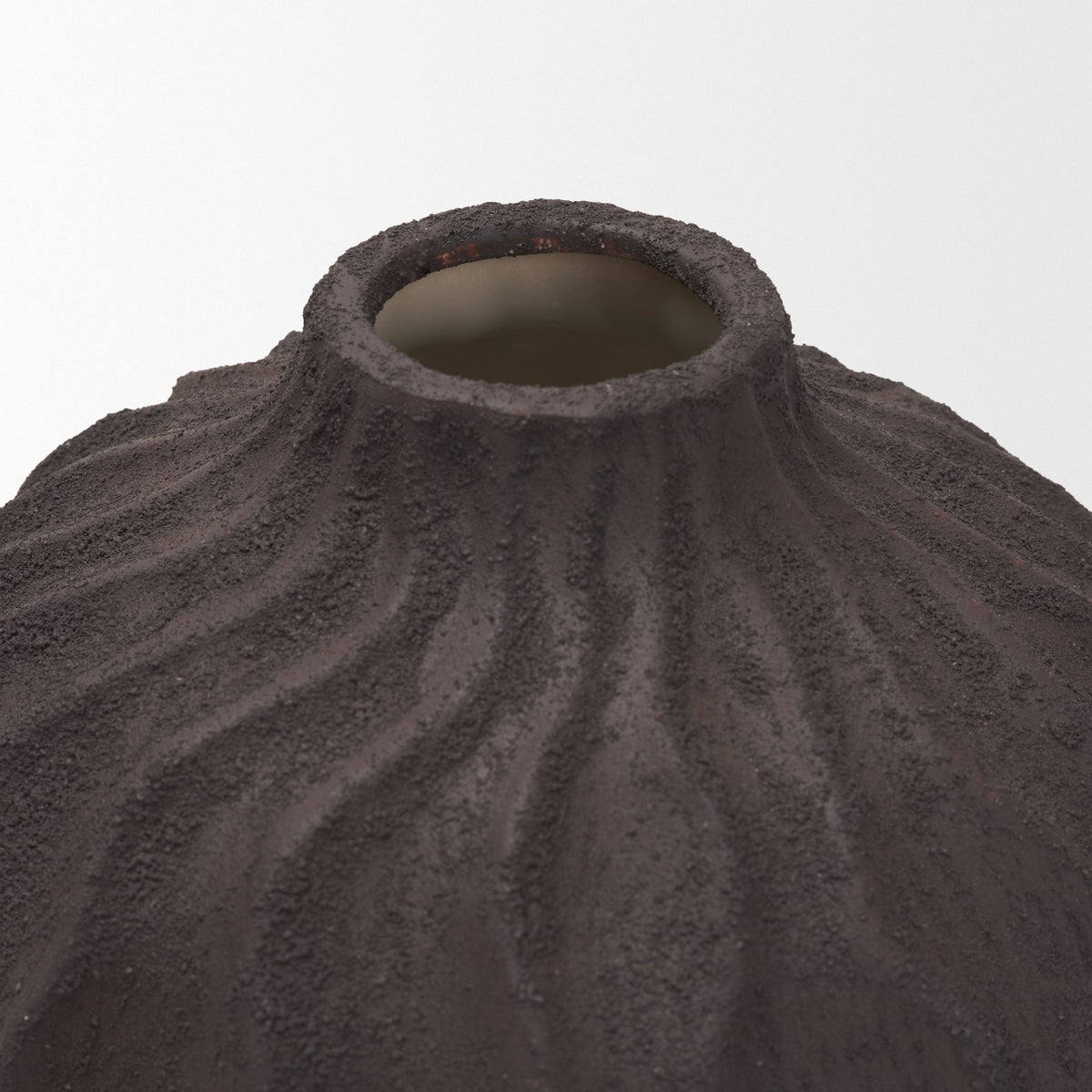Tidal Short Ceramic Rippled Decorative Vase-Vase-DECOROLALA