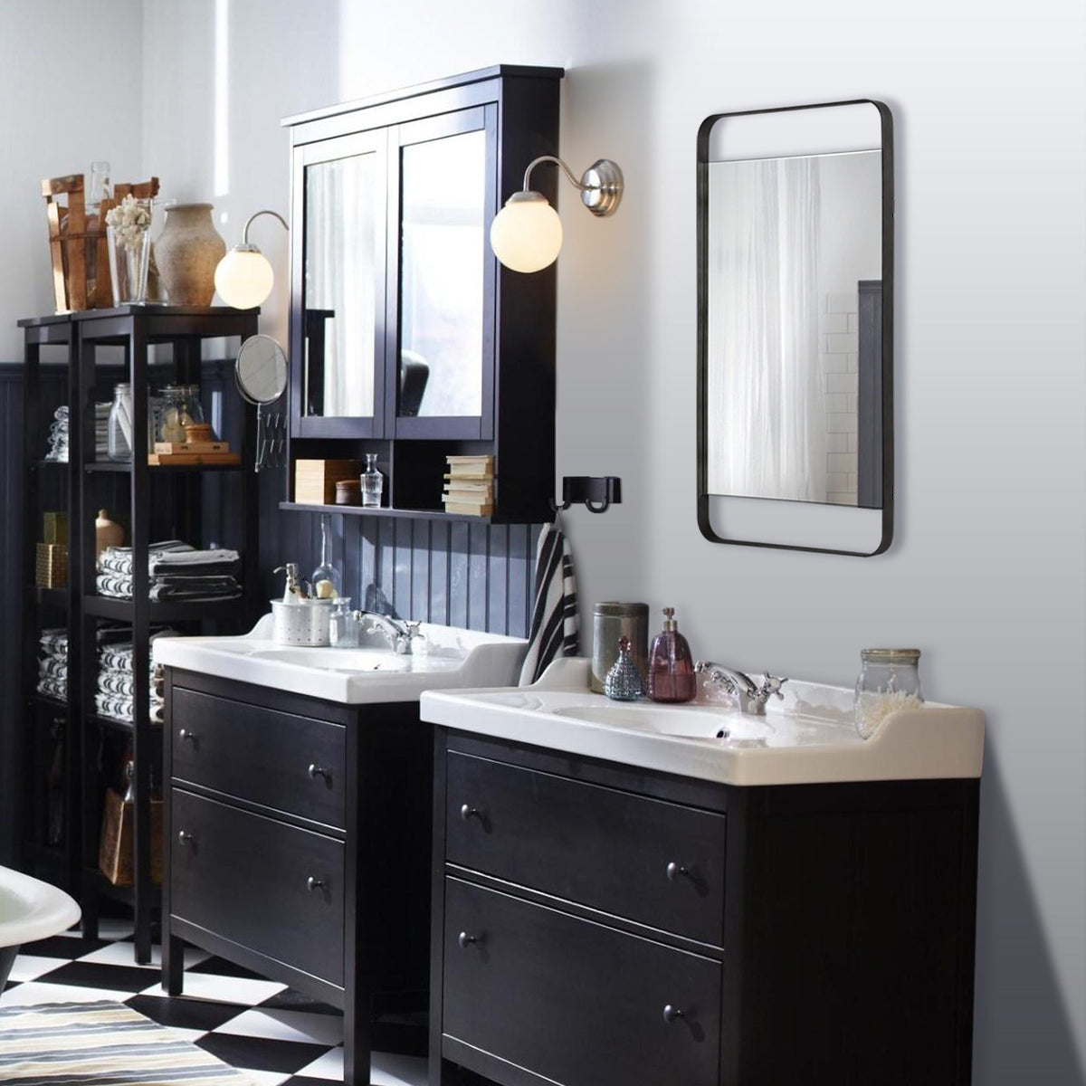 Tiffey 38.2" Tall Rectangle Wall Mirror, Grey-Mirrors-DECOROLALA