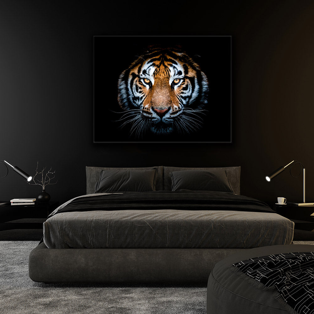 Tiger Head-Wildlife Canvas Art - Hand applied gold varnish-Wall Art-DECOROLALA