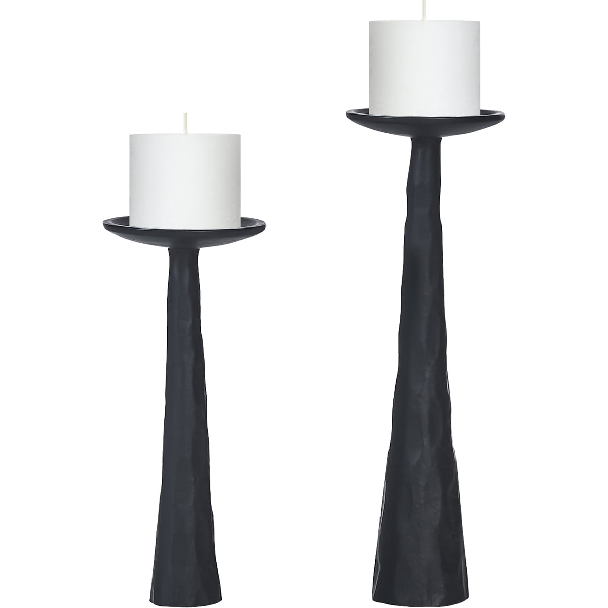 Tilde Indoor Aluminum Candle Holder, Matte Black-Candle Holders-DECOROLALA