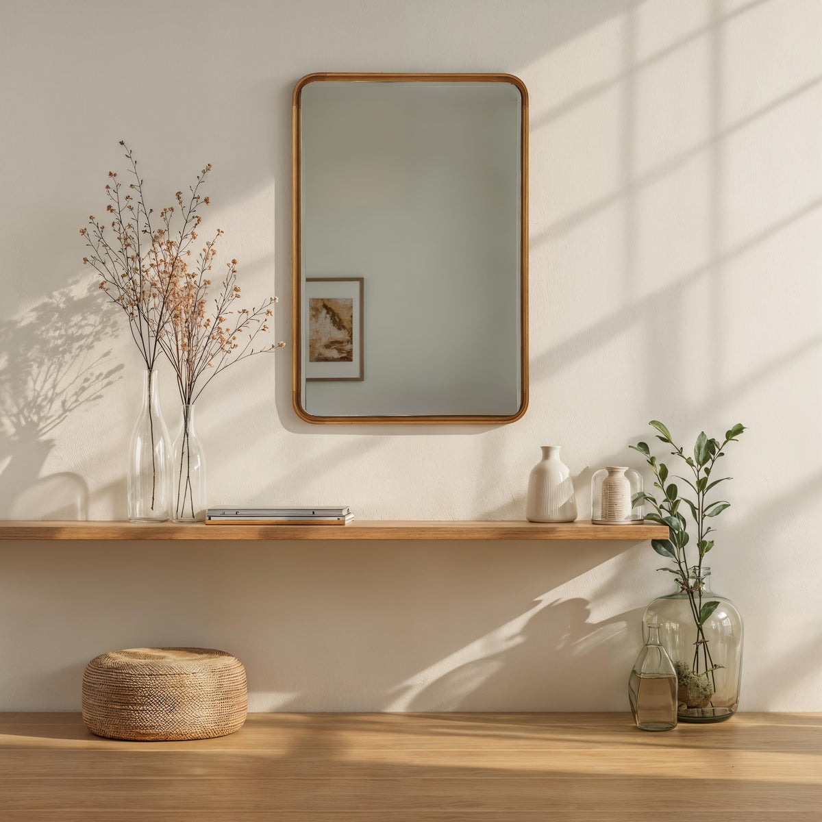 Tillie 36" H x 24" W Wall Mirror, Beige-Mirrors-DECOROLALA