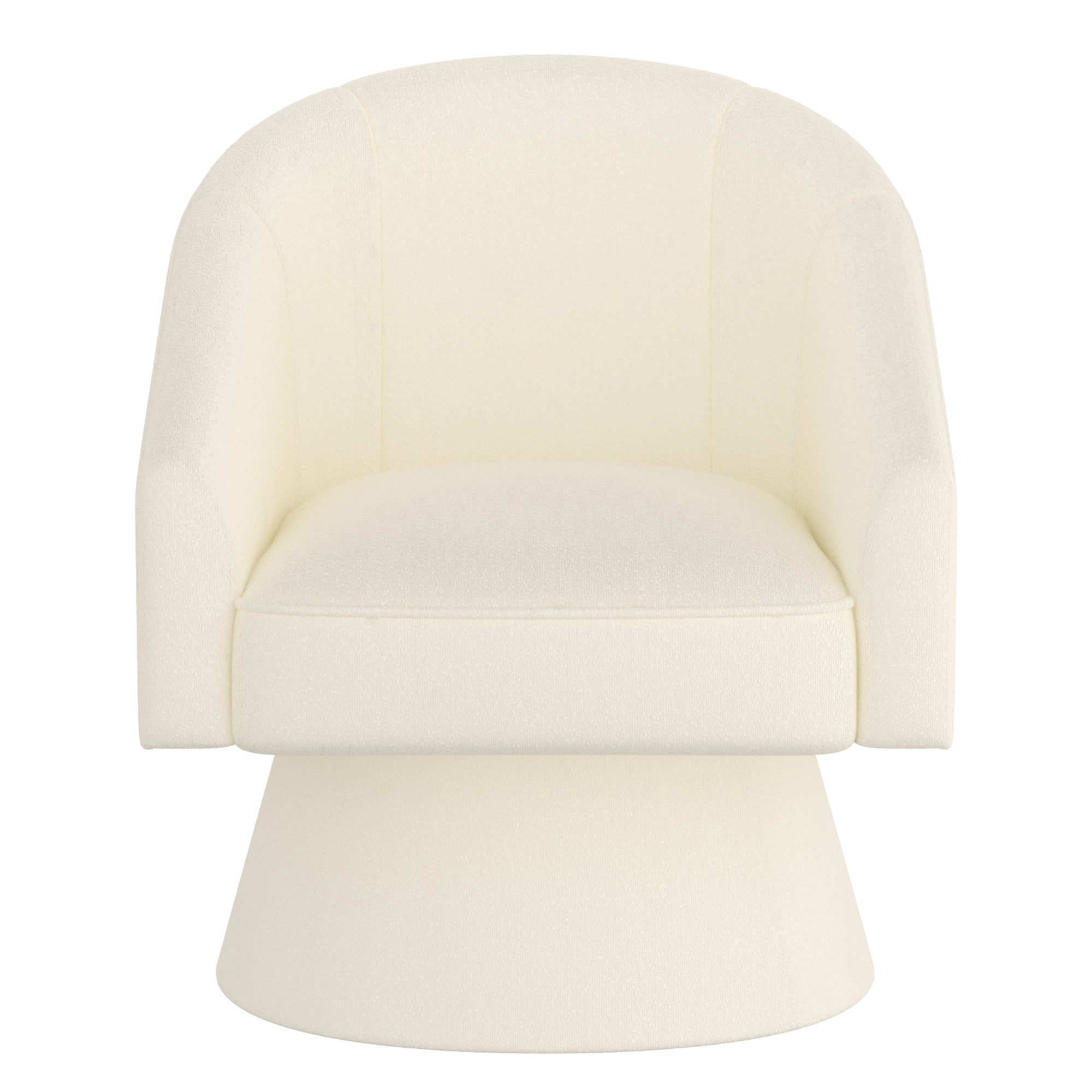 Tilsy Swivel Accent Chair - Ivory Boucle Fabric-DECOROLALA