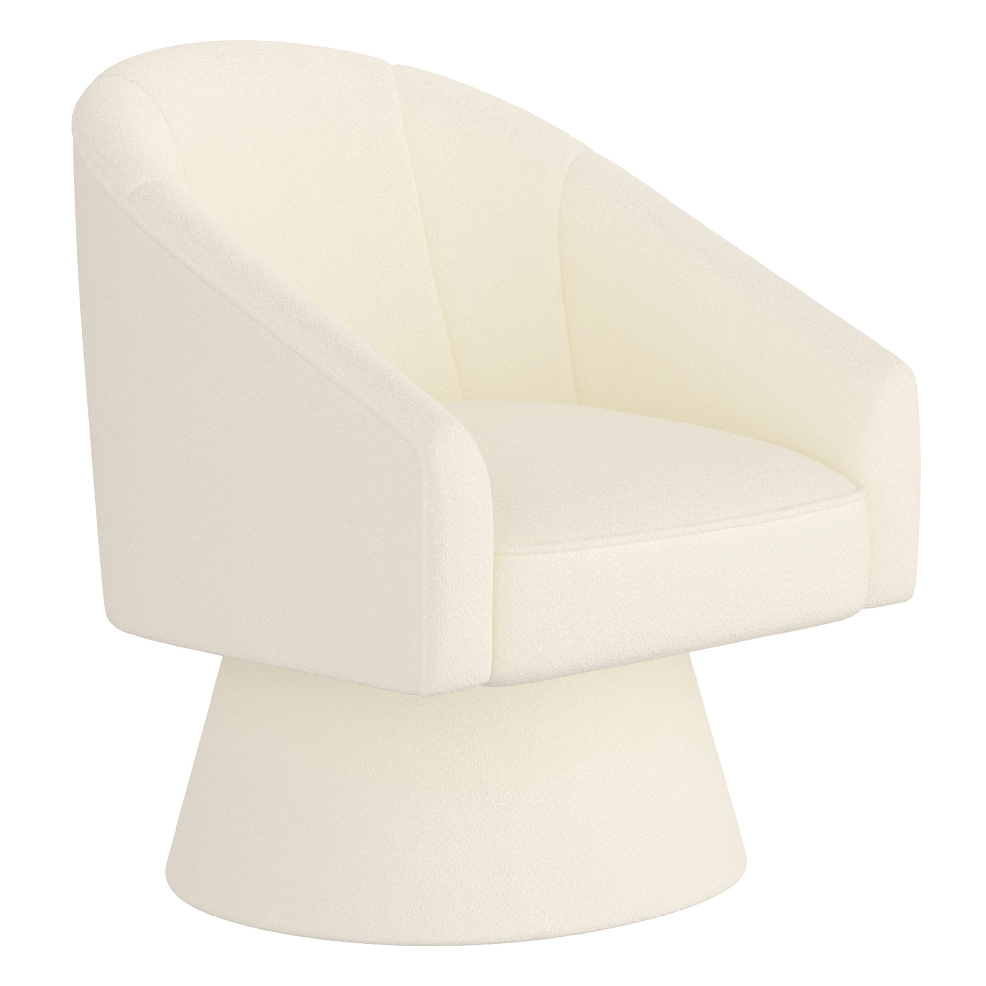 Tilsy Swivel Accent Chair - Ivory Boucle Fabric-DECOROLALA