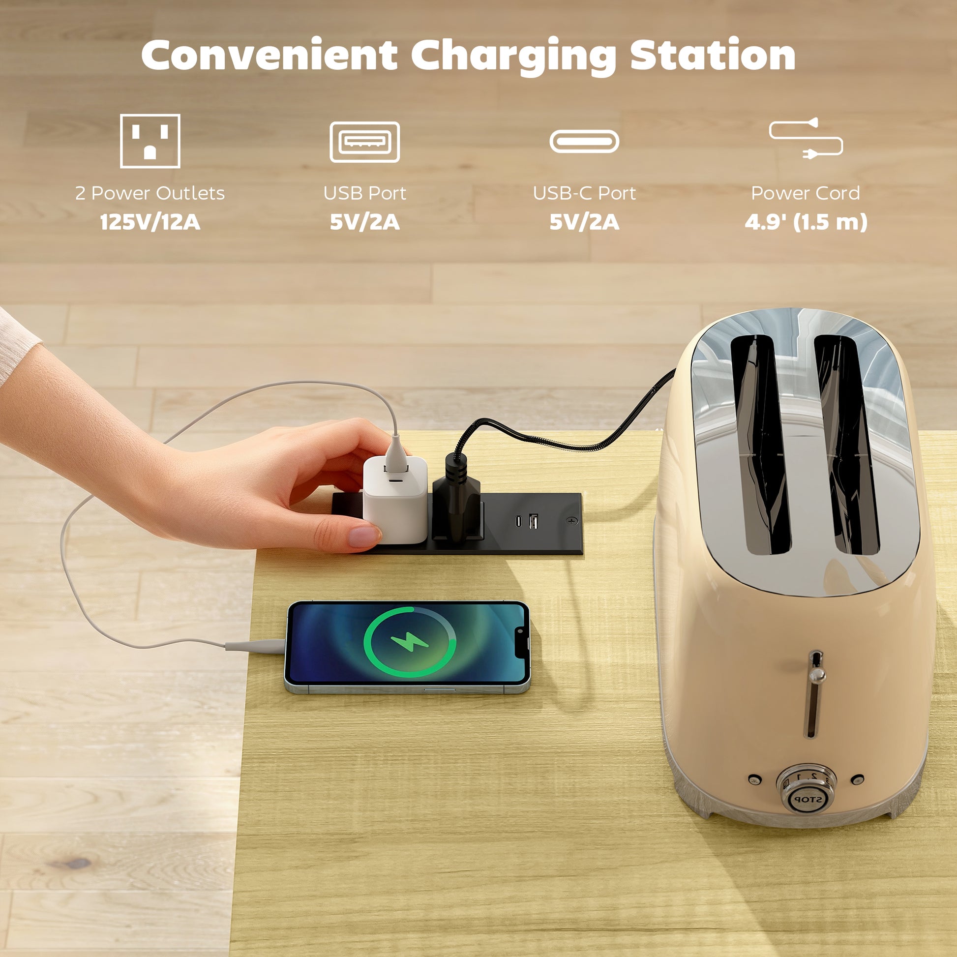 Tilt Out Garbage Cabinet Kitchen Island with Charging Station-DECOROLALA