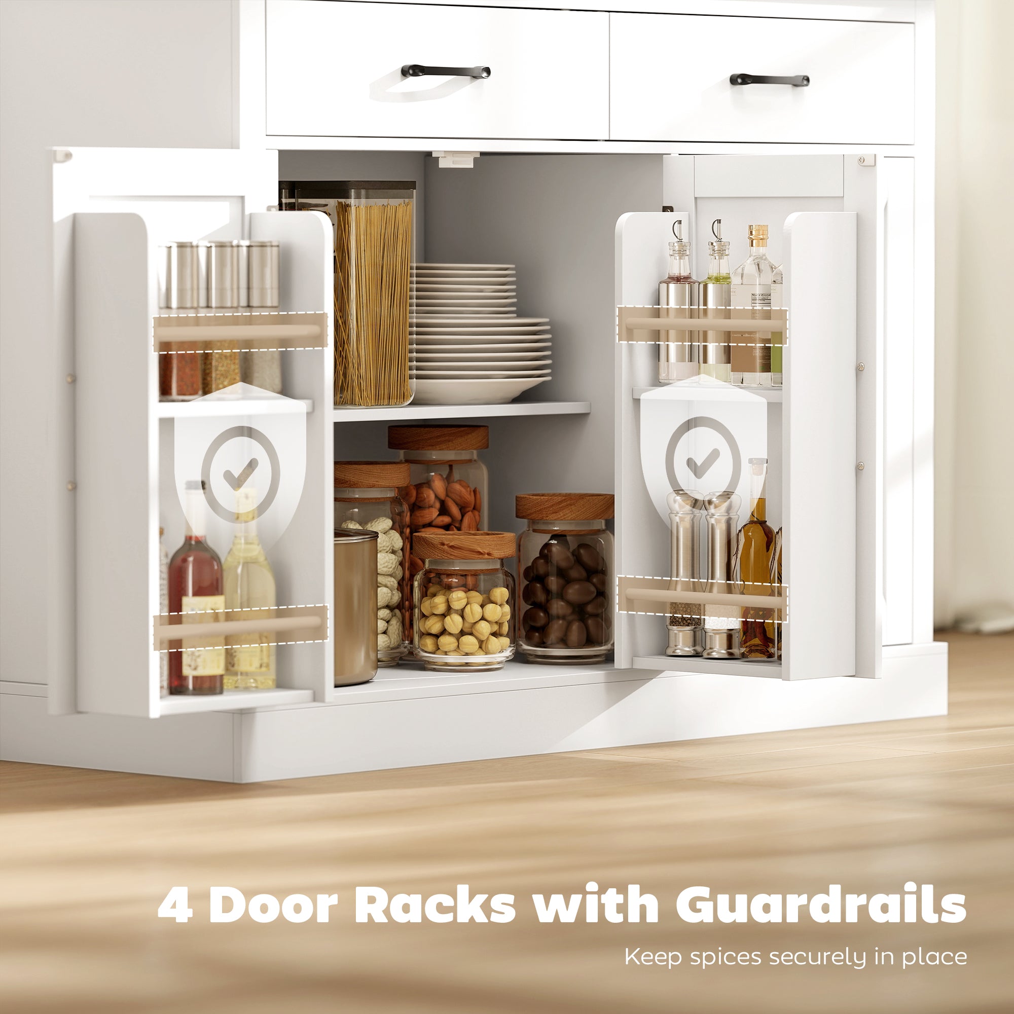 Tilt Out Garbage Cabinet Kitchen Island with Charging Station-DECOROLALA
