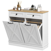 Tilt Out Laundry Cabinet - White Bathroom Storage with Drawers-DECOROLALA