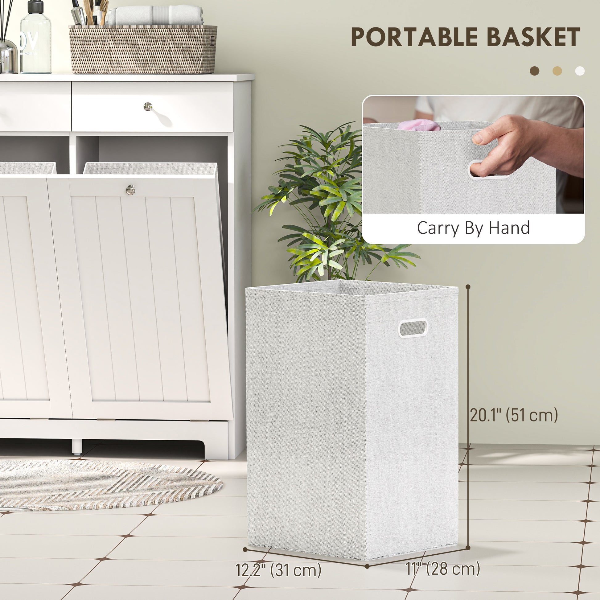 Tilt-Out Laundry Hamper Cabinet with 2 Drawers - White-DECOROLALA