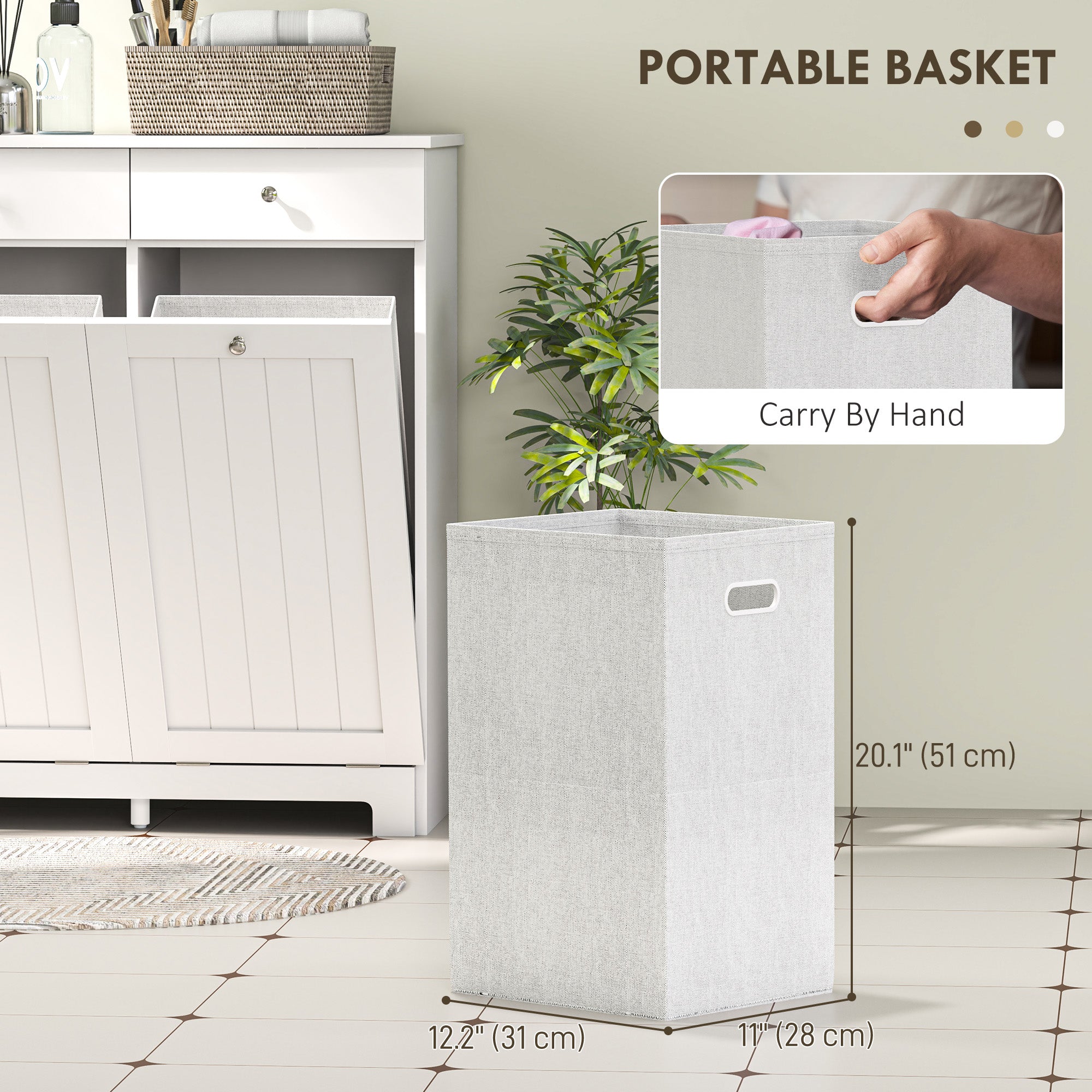 Tilt-Out Laundry Hamper Cabinet with 2 Drawers - White-DECOROLALA