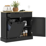 Tilt Out Trash Cabinet - Black Hidden Garbage Bin Island-DECOROLALA