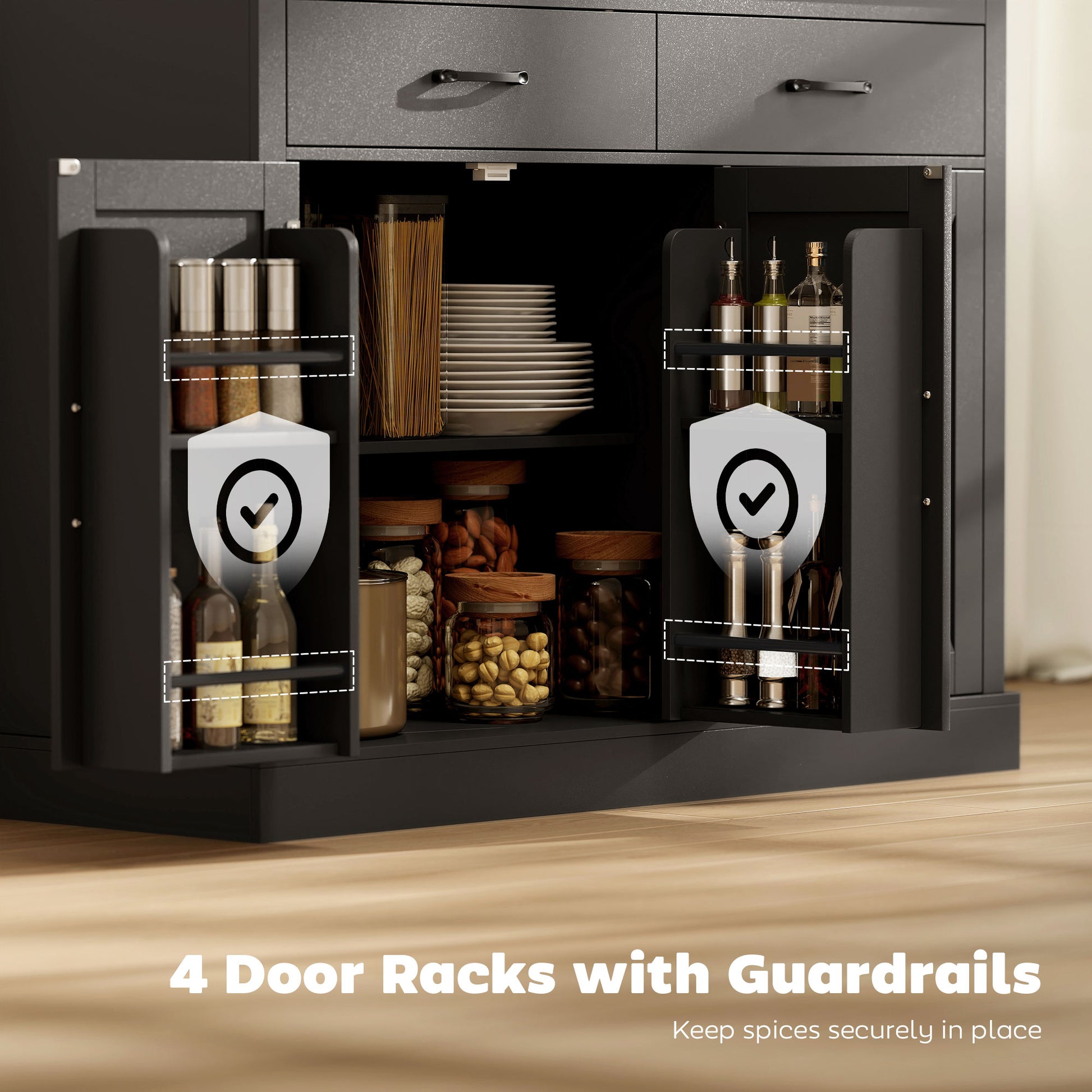 Tilt Out Trash Cabinet - Kitchen Island with Charging Station-DECOROLALA