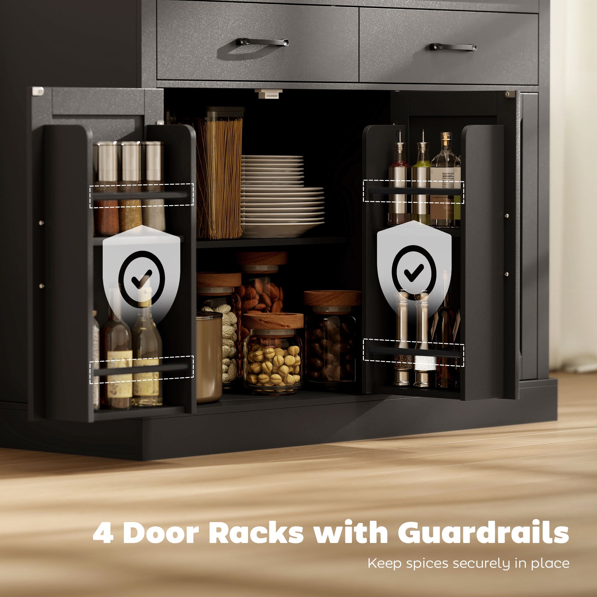 Tilt Out Trash Cabinet - Kitchen Island with Charging Station-DECOROLALA