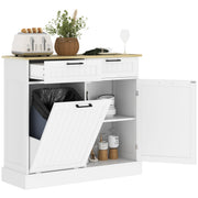 Tilt Out Trash Cabinet - White Hidden Garbage Bin Sideboard-DECOROLALA