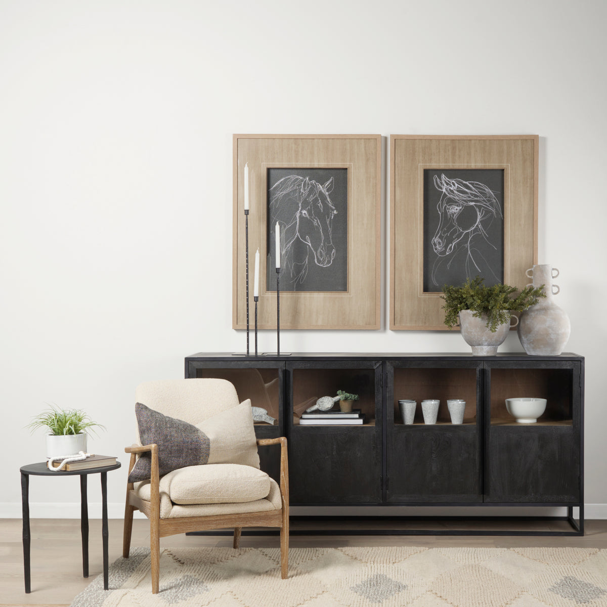 Timothy 16.0L x 16.0W X 20.0H Ebony Black Iron Side Table-Accent Tables-DECOROLALA