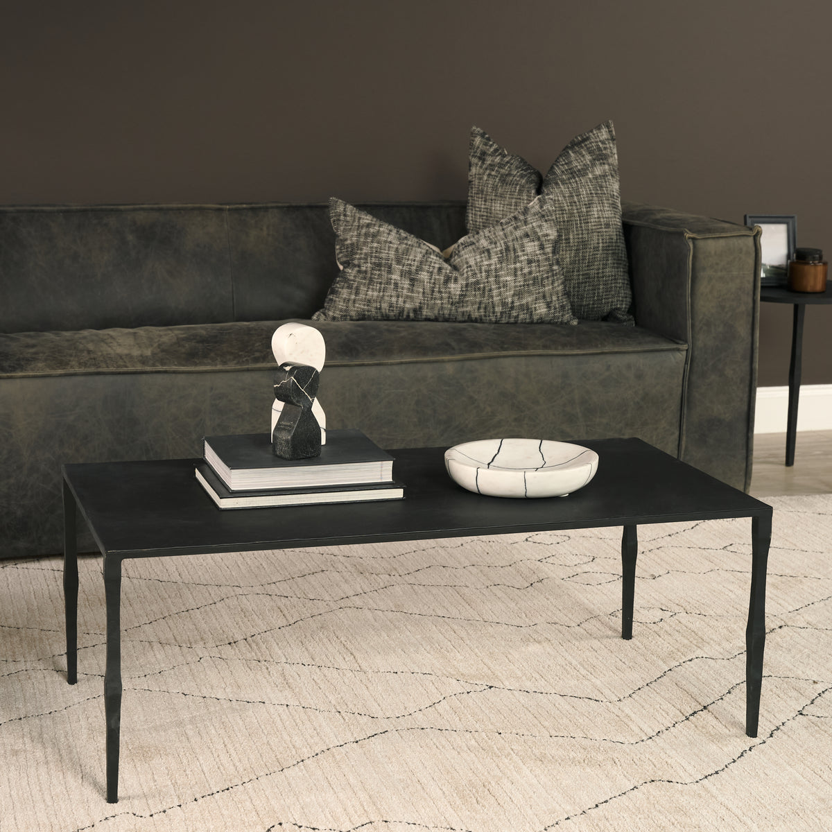 Timothy 42.0 X 22.0 X 15.5 Ebony Black Iron Coffee Table-Coffee Tables-DECOROLALA