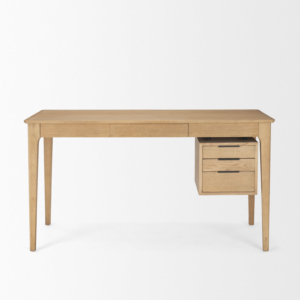 Tino Light Brown Oak Wood w/ 4 Drawers Desk-Office-DECOROLALA