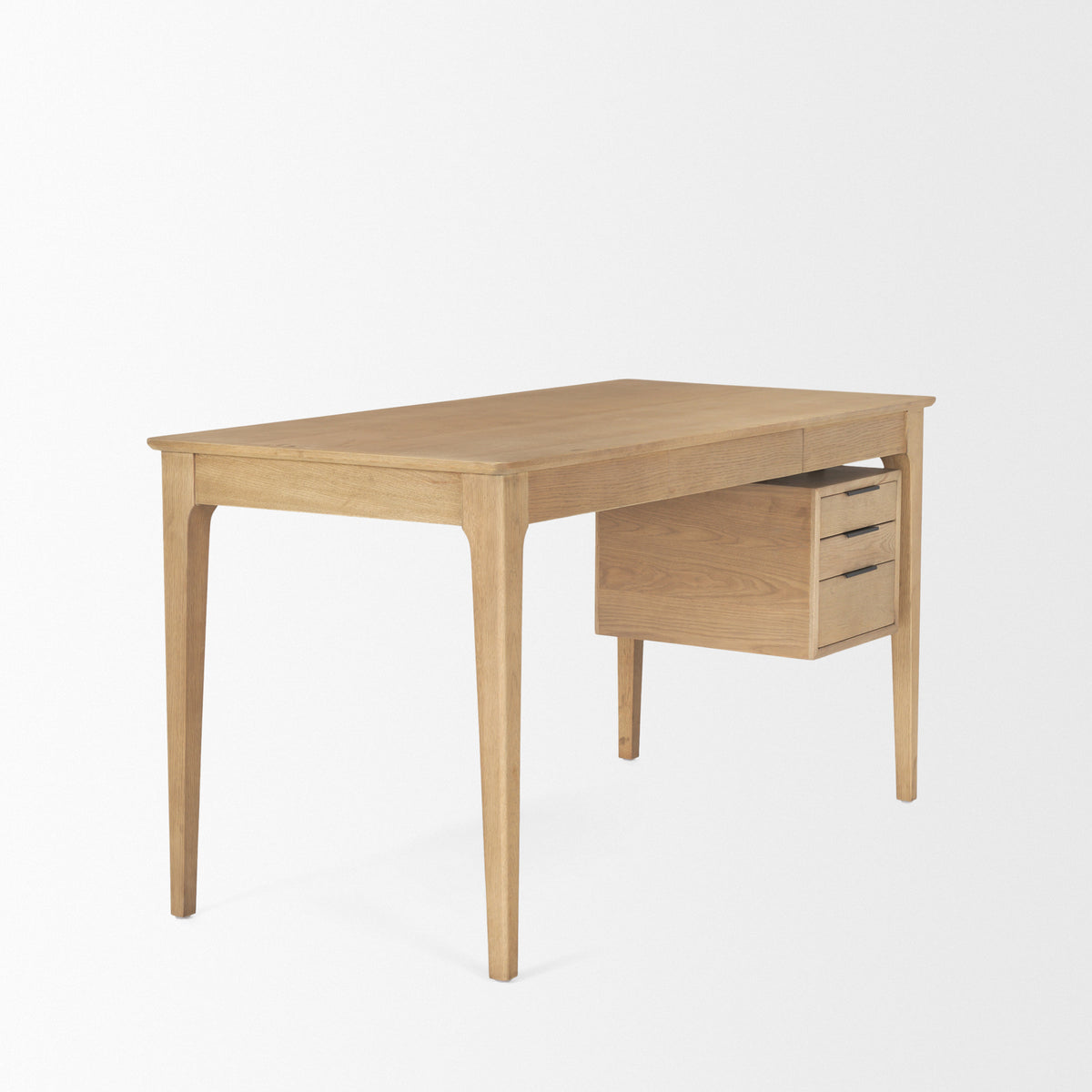 Tino Light Brown Oak Wood w/ 4 Drawers Desk-Office-DECOROLALA